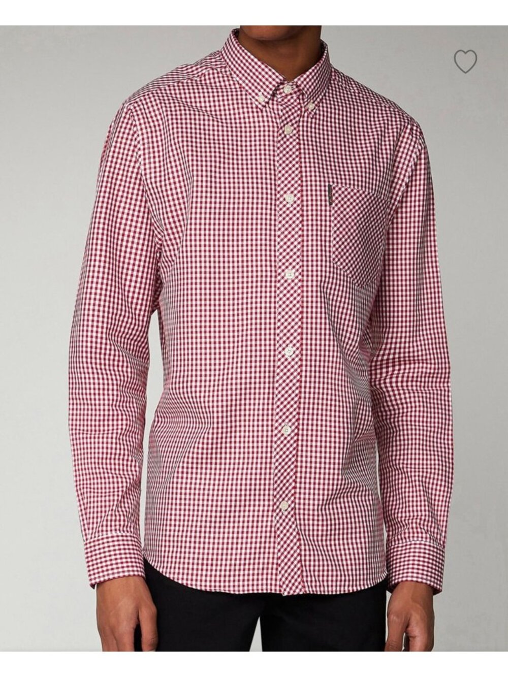 Ben Sherman Mens Red Blue Checkered Gingham 100% Cotton Stretch Fit Shirt Small - Picture 2 of 8
